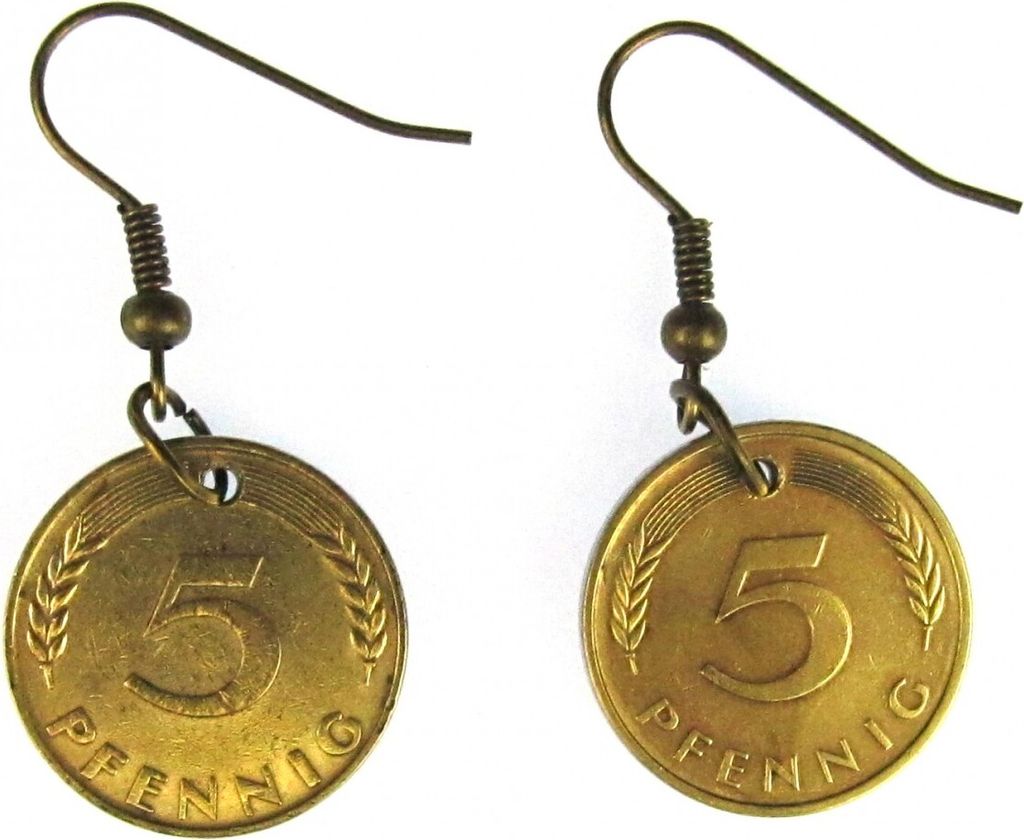 5 Pfennig Münze Ohrringe Miniblings BRD Mark Geld D-Mark Glückspfennig Glück