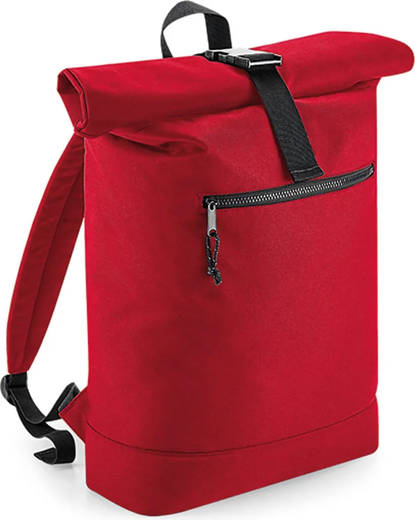 BagBase BG286 | Zaino Roll-Top riciclato, 32 x 44 x 13 cm - Colore: Rosso classico - Dimensioni: 32 x 44 x 13 cm