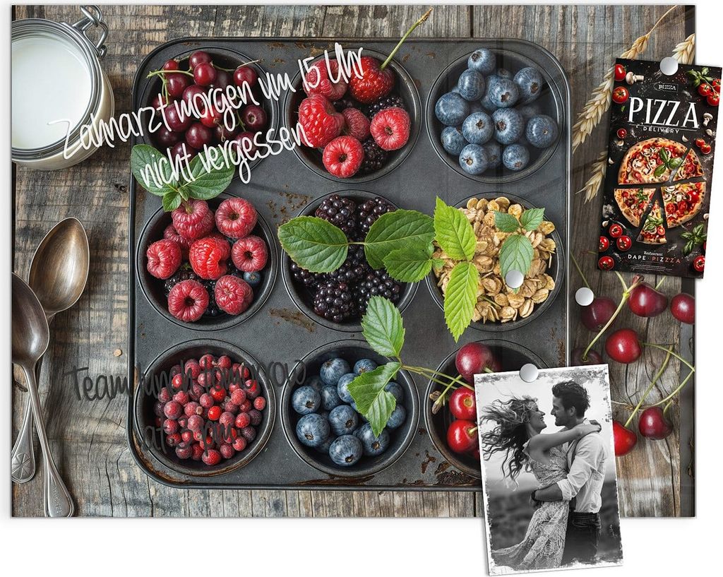 Magnettafel 120x90cm Pinnwand Whiteboard beschreibbar - Bunte Beeren