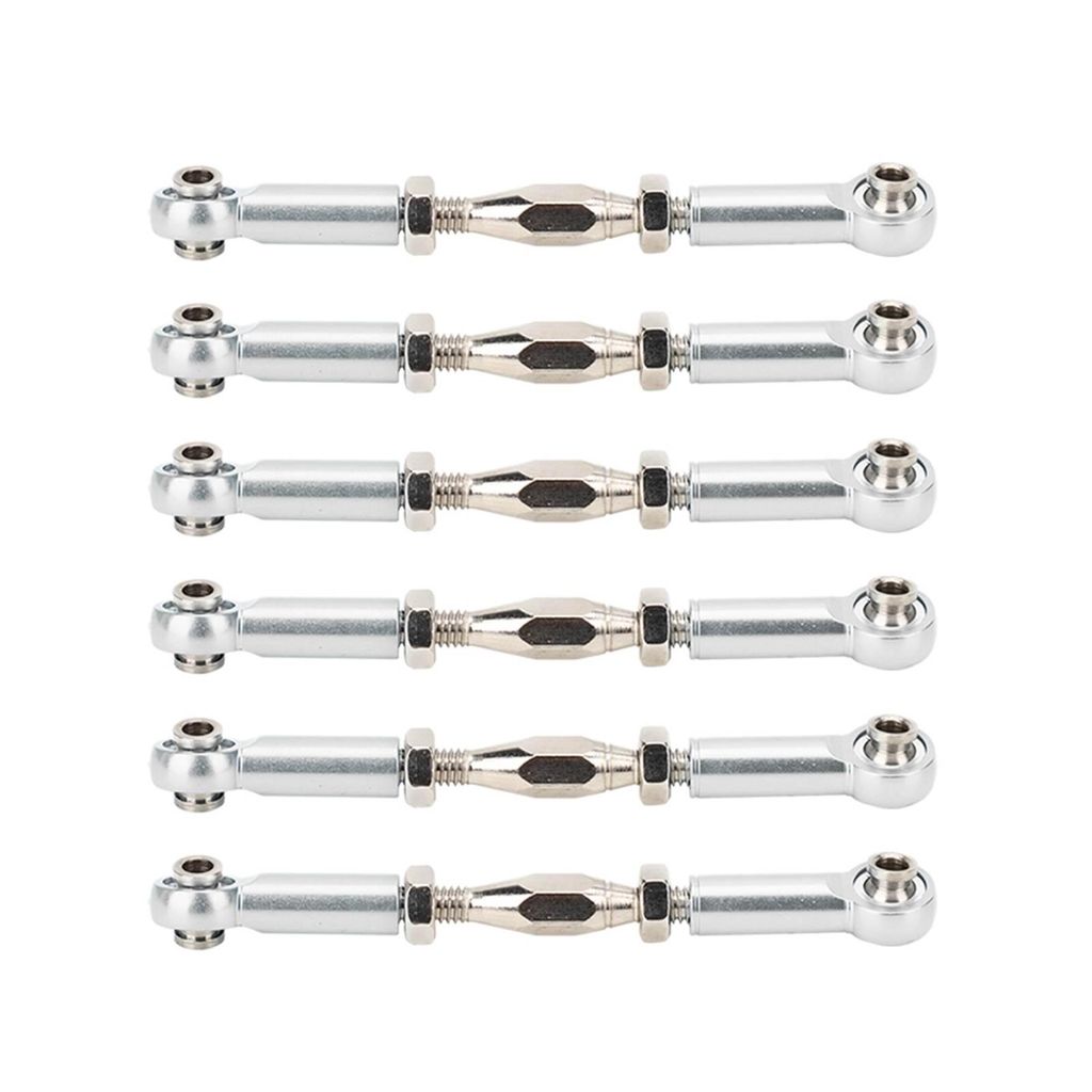 6pcs Aluminiumlegierung einstellbare Pushsturnbuckle -Stange -Bindungs -Zubehör für RC -Auto -Modellesilber