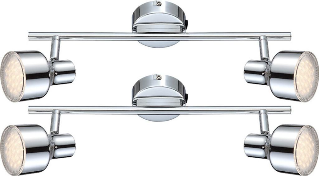 LED Deckenstrahler, Silber, Chrom, bewegliche Spots, L 38 cm
