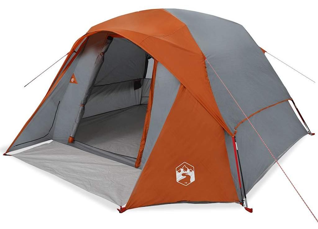 vidaXL Tenda da campeggio 4 persone Grigio e arancione Immagine del prodotto 