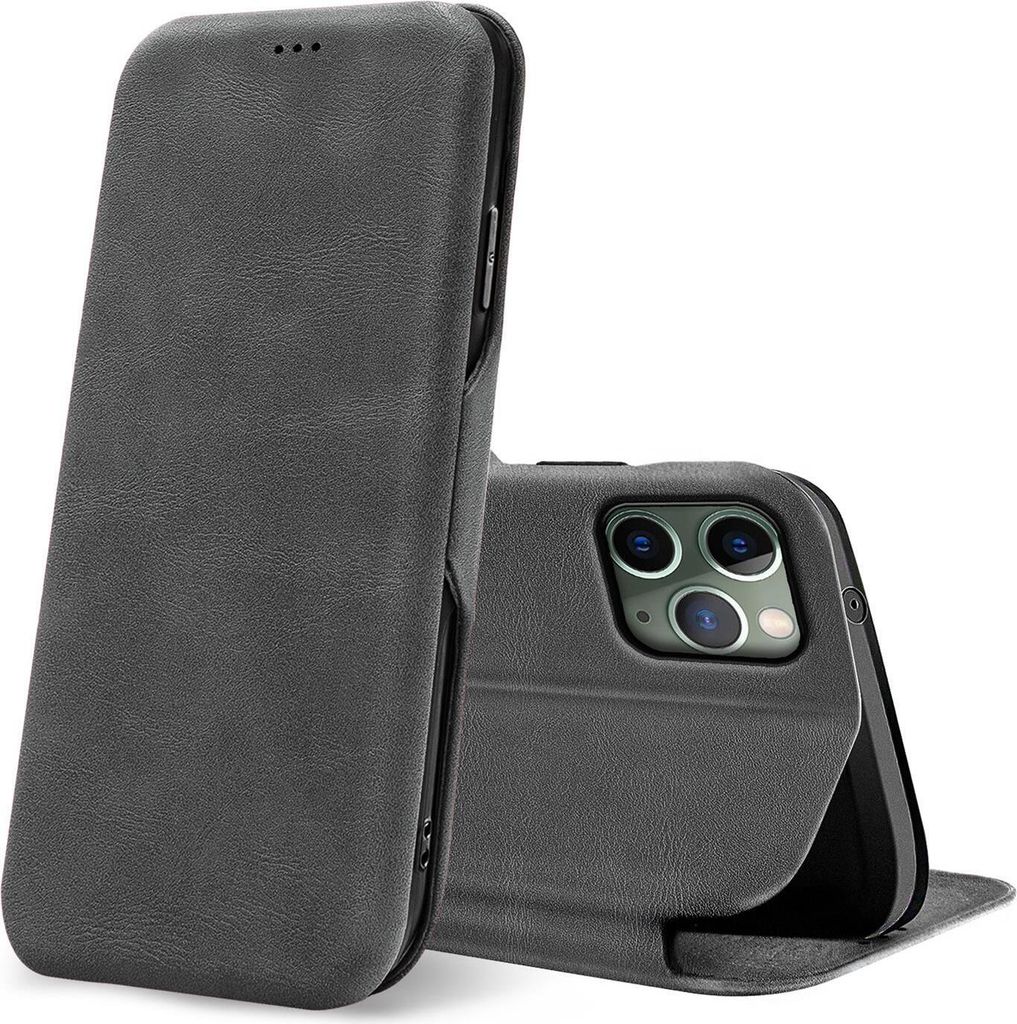 Conie Retro Klapp Tasche für iPhone 11 Pro Kartenfach Hülle Rundumschutz in Grau