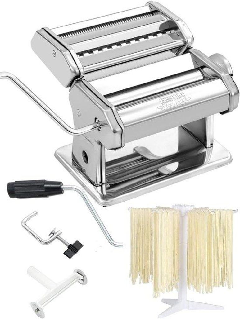 Pasta maker machine 2-in-1 set mit Teigwalze, Nudelmacher und Trockenhalter
