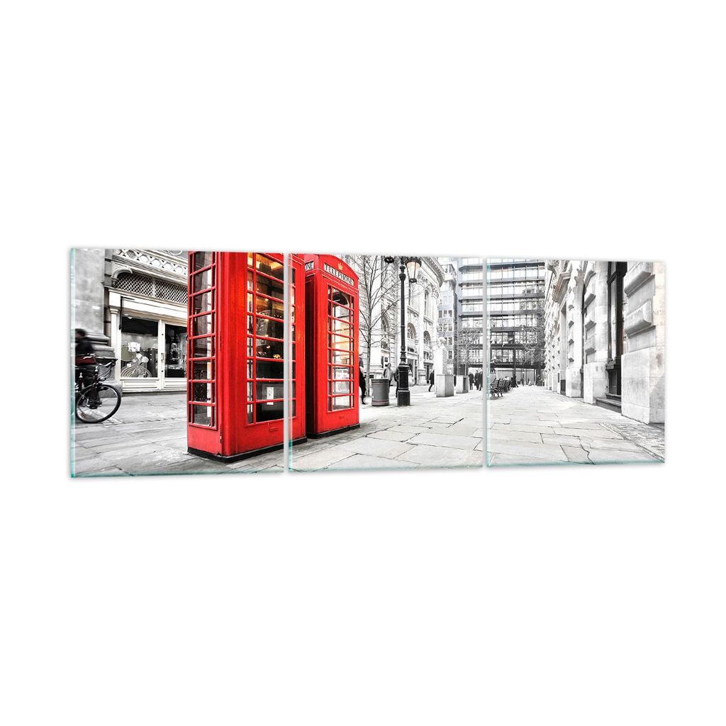 Bilder auf glas - Telefon London Kultur - 120x40cm - Glasbilder - Wandbilder - Kunstdruck - zum Aufhängen bereit - Wanddekoration aus Glas - Glas ...