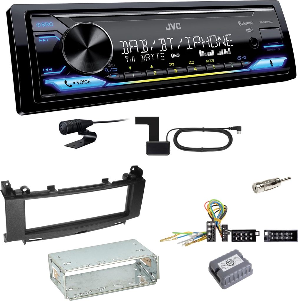 JVC KD-X472DBT Digitalradio USB MP3 Einbauset für Mercedes Produktbild 