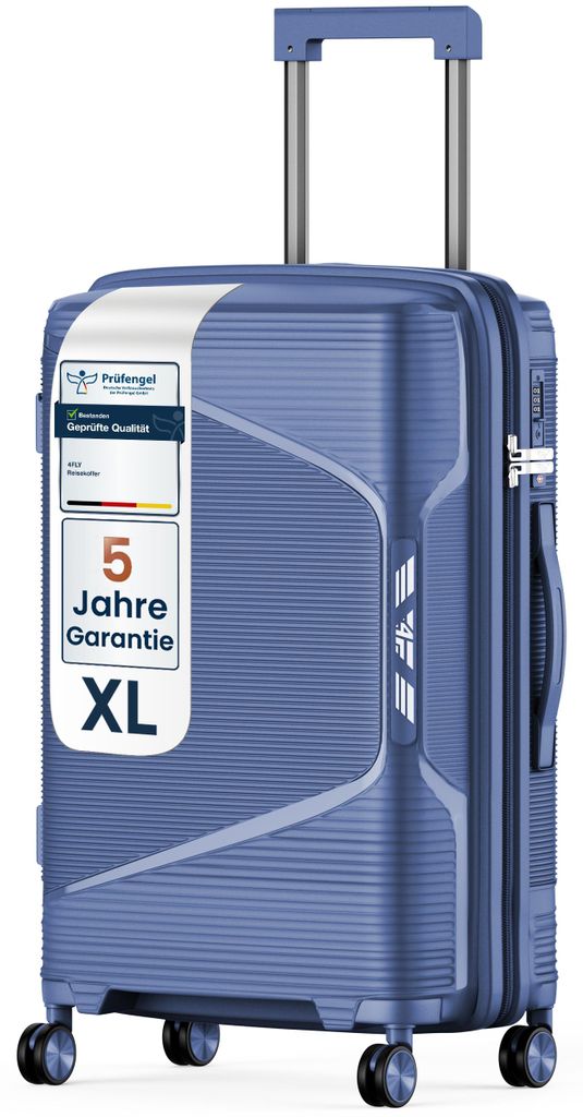 4FLY Hartschalen-Reisekoffer XL 75 cm (96L) - mit TSA-Schloss, Doppelrollen, Aluminium-Teleskopgriff und Doppelreißverschluss
