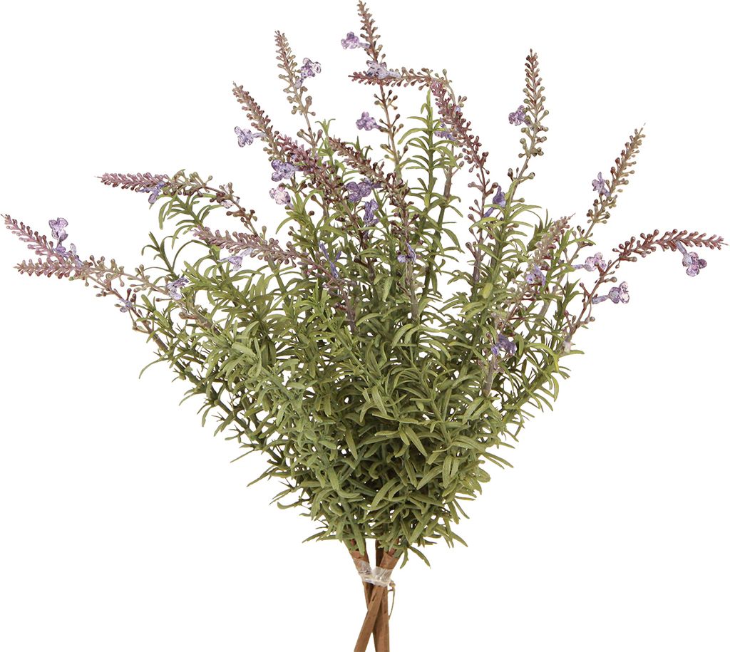 Lavendel Kunstpflanze 40cm mit 7 Zweigen Dekoration 3er Set, 3 Stück