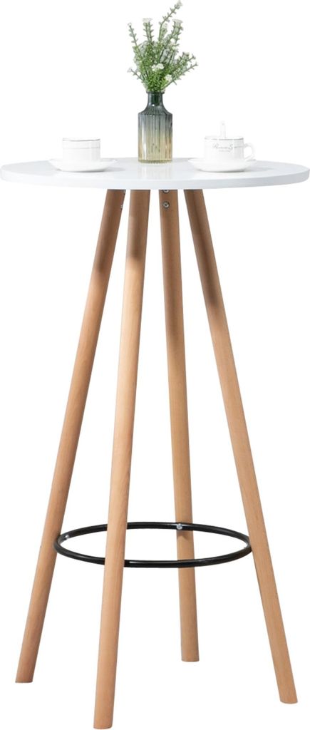 Stół barowy CLP Livia, okrągły, naturalny/biały Zdjęcie produktu 