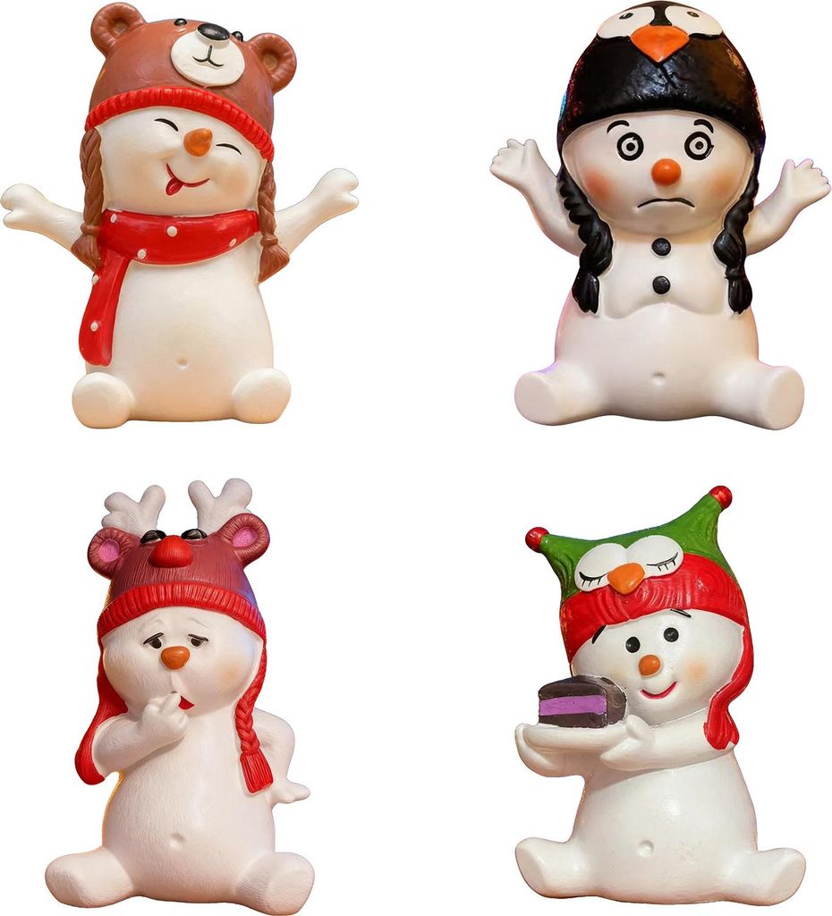 Weihnachtsschneemann-Figur, Mini, 7,6 cm, sitzender Schneemann aus Kunstharz, Tischdekoration für Zuhause, Schreibtisch, Regal, Kaminsims, Winterf...