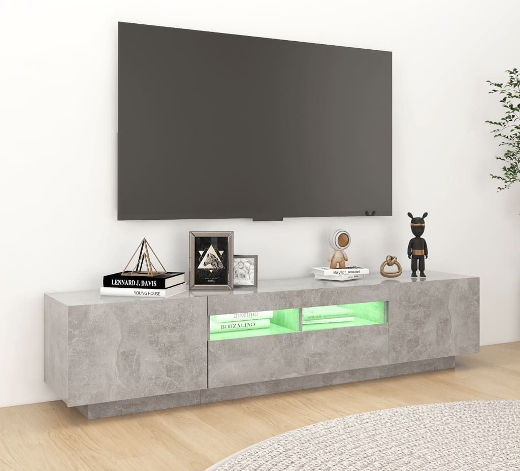 "im Diskont"TV-Schrank/TV-Regal 1 PC Moderne HOMMIE - für Wohnzimmer, Esszimmer - mit LED-Leuchten Betongrau 180x35x40 cm - TV-Schränke DEMöbel7...