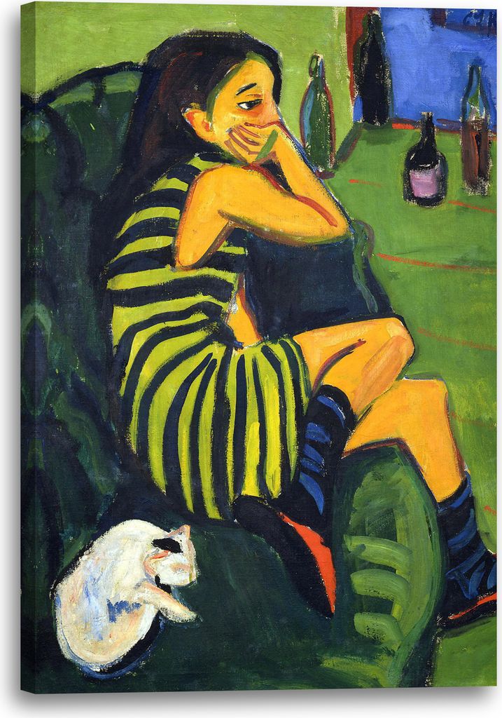 Leinwandbild (70x100cm): Ernst Ludwig Kirchner - Artistin Marzella, echter Holz-Keilrahmen inkl. Aufhänger, handgefertigt in Deutschland