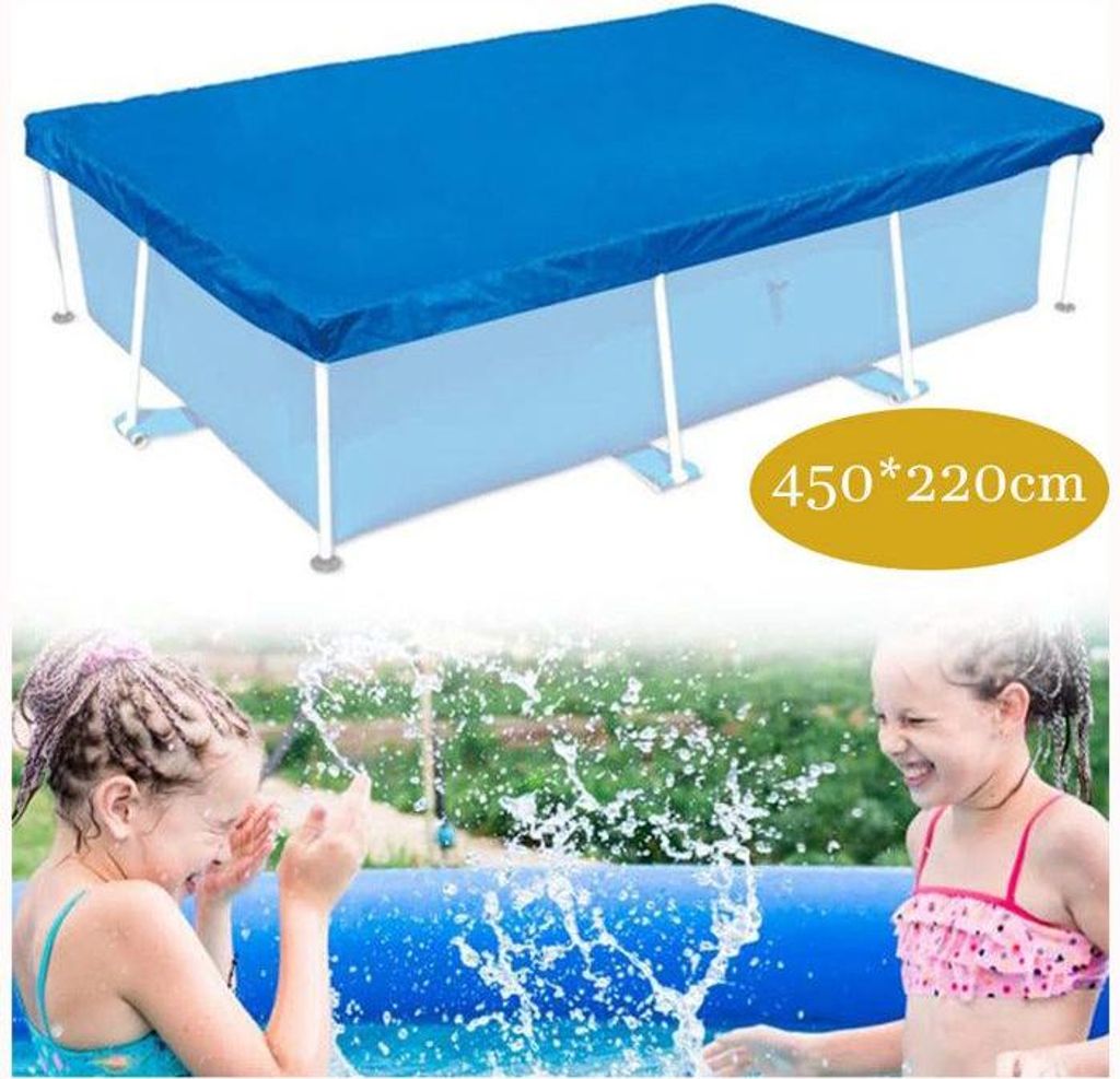 Rechteckige Poolabdeckung für rechteckige Pools, 450 x 220 cm, verbessertes Material, einfache Montage