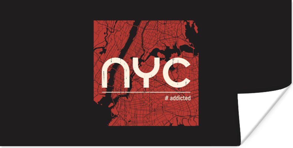 MuchoWow Poster New York - NYC - Rot 160x80 cm - Foto Poster