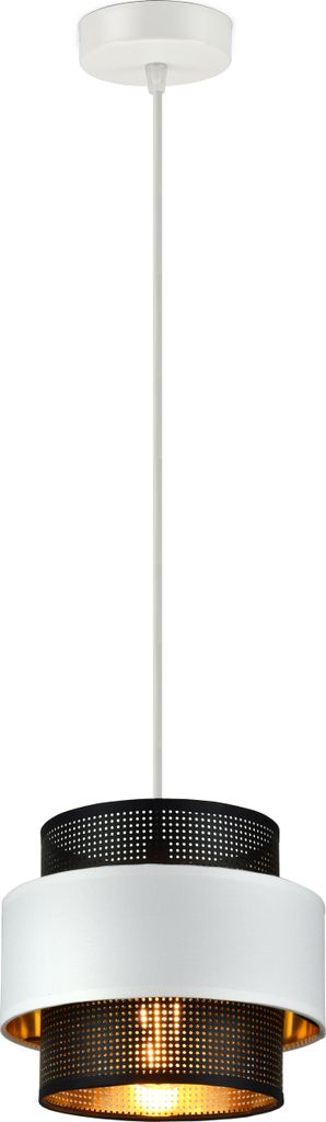 LUXOLAR - Led Pendelleuchte mit Netz - Deckenleuchte Weiß-Schwarz E27 60W - Hängelampe für Wohnzimmer, Küchen