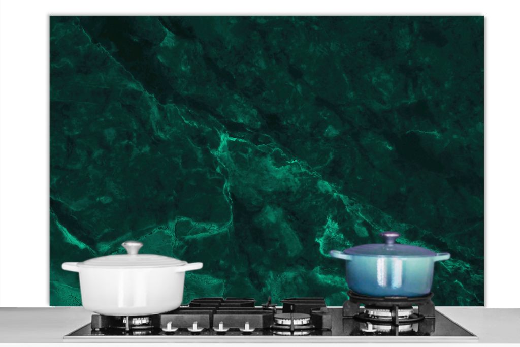KitchenYeah Spritzschutz Küche - Küchenrückwand - Wandschutz für Herd und Spüle - Marmor - Limone - Grün - Strukturiert - Marmoroptik 120x...