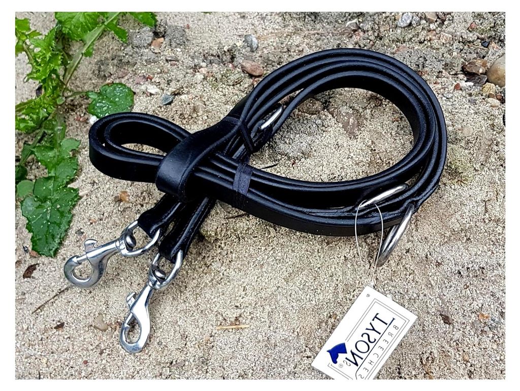 Hunde Lederleine Führleine Schwarz für große Hunde 2,10 Meter