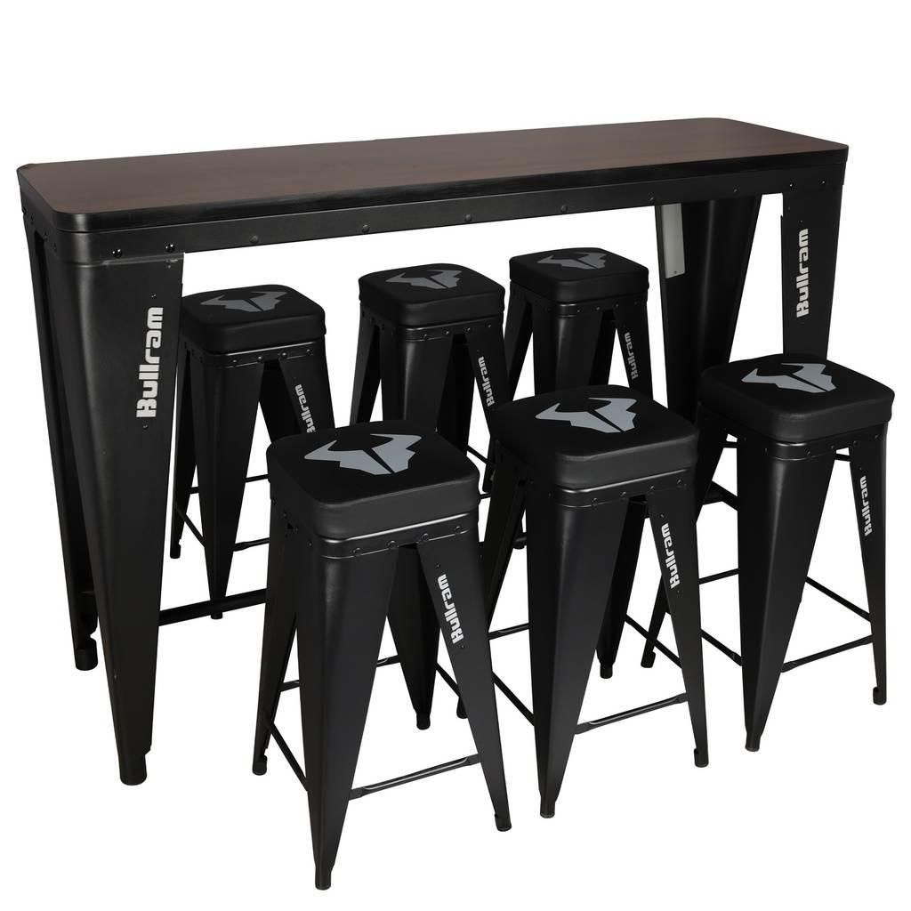 Bar Set – Tisch mit 6 Barhockern 170x51x113cm Bartisch Pausenraum Pausentisch