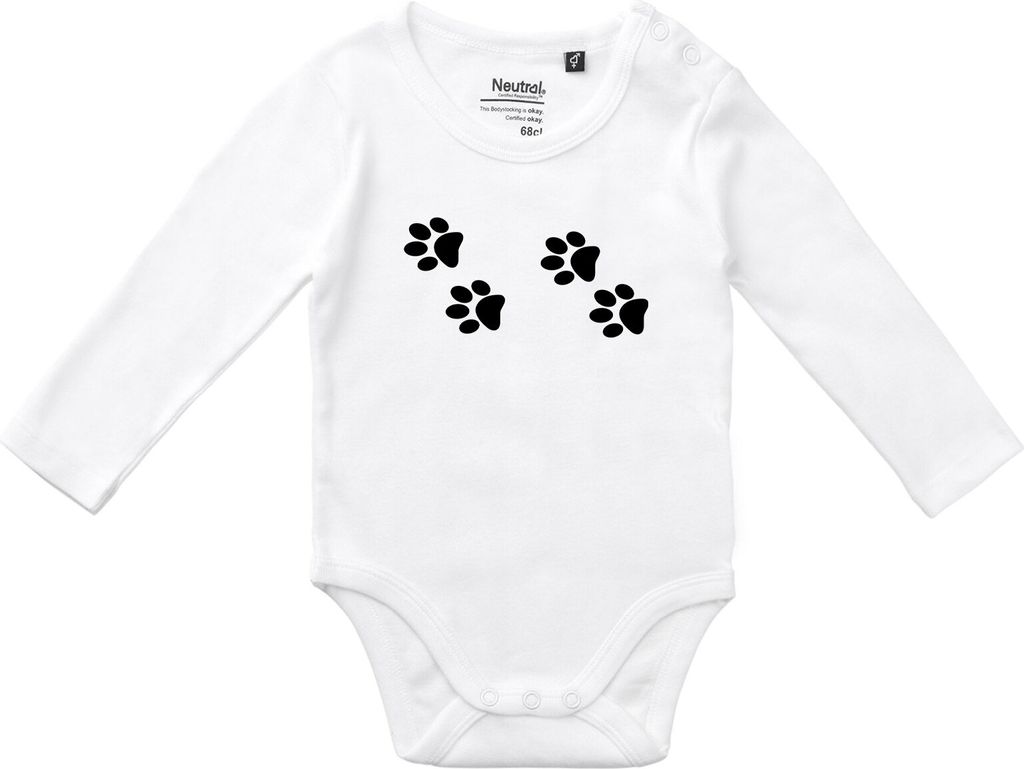 Huuraa Baby Body Fußtapsen Tapsen 74 White Baumwolle Fairtrade Langarmbody Geschenkidee
