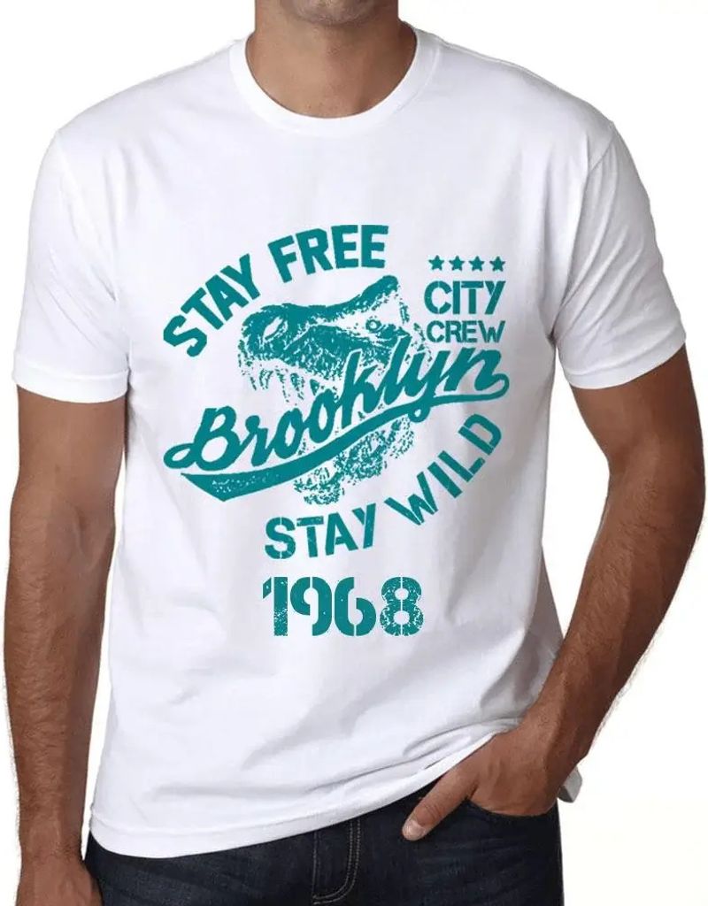 Herren Grafik T-Shirt Stay Free Stay Wild 1968 Geschenk 56. Geburtstag Jahrestag 56 Jahre Jubiläum 56 Jährige Mann Jahrgang 1968 Kurzarm Lustige ...
