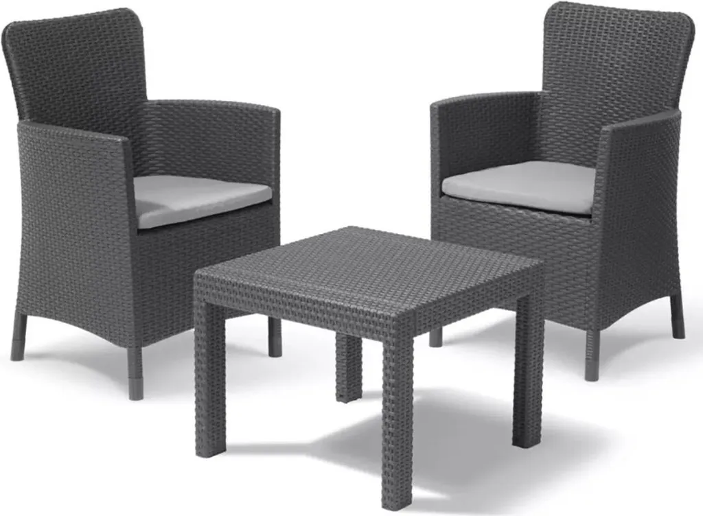 Petit salon de jardin Allibert Salvador gris anti-UV 3 pièces