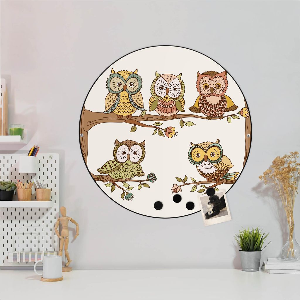 Design Stahlmagnettafel Schwarz Rund 47cm Zehn-Augen-Prinzip