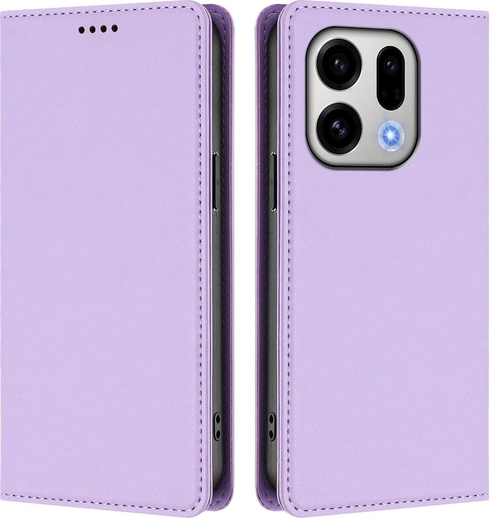 Handyhülle für Oppo Find X9, Kunstleder Klapphülle Stoßfeste Magnetische Hülle mit Ständer Violett