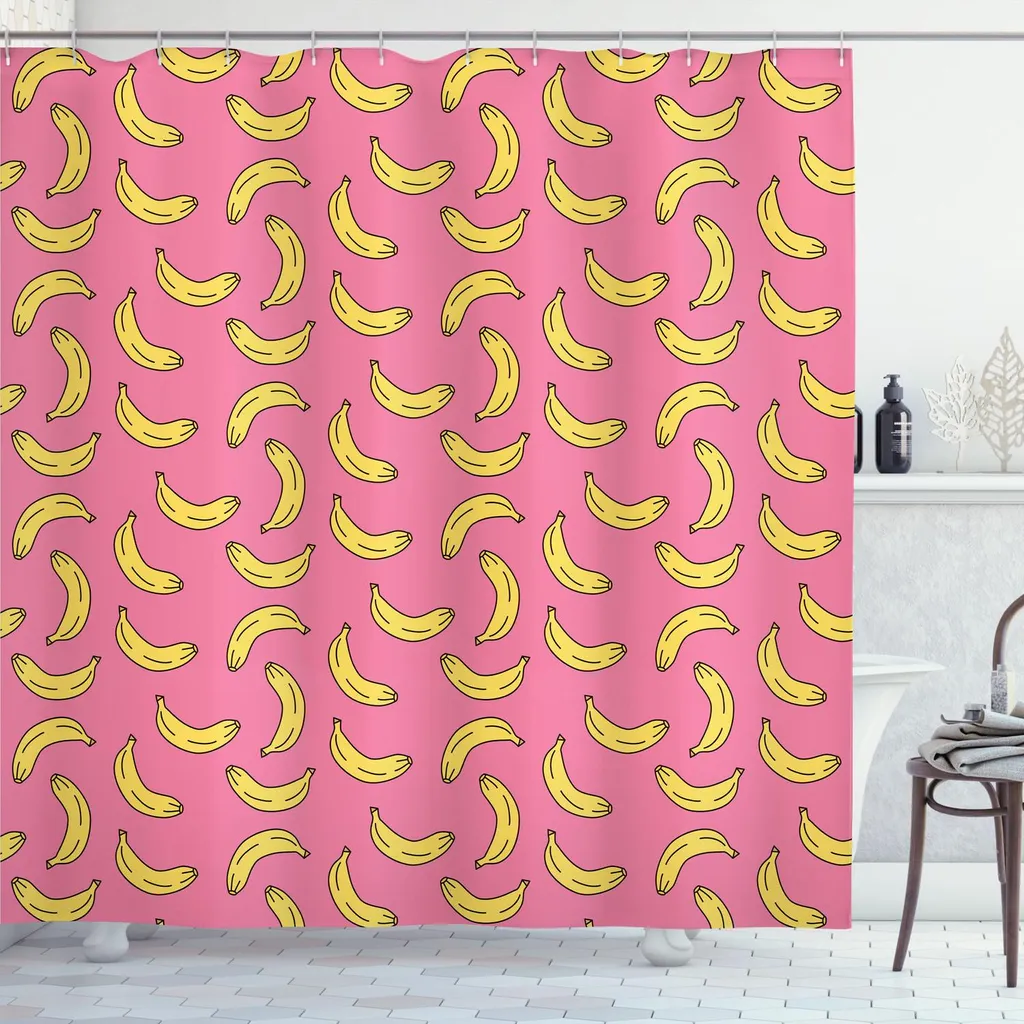 Rideau de Douche Décor Tropical Banane pour Grande Salle de Bain
