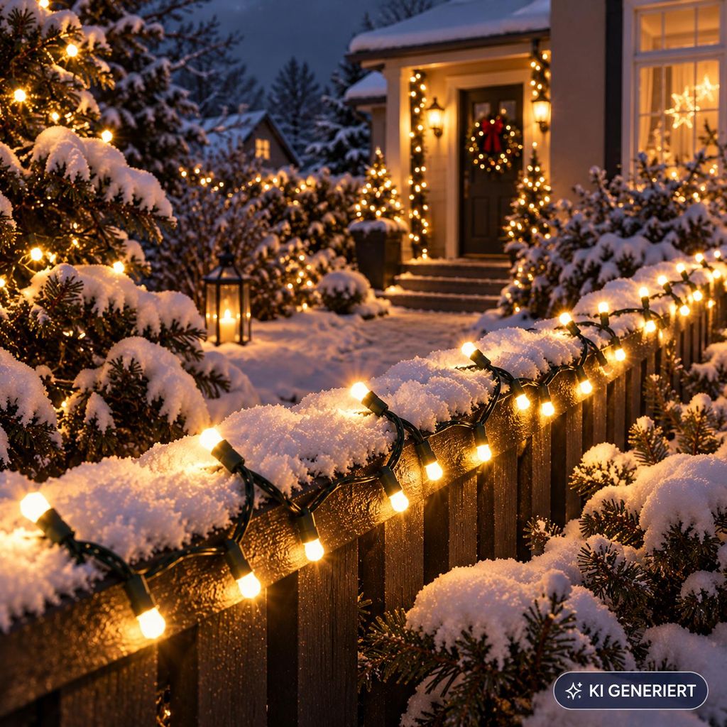 50er LED Solar Lichterkette Weihnachtsbeleuchtung warmweiß