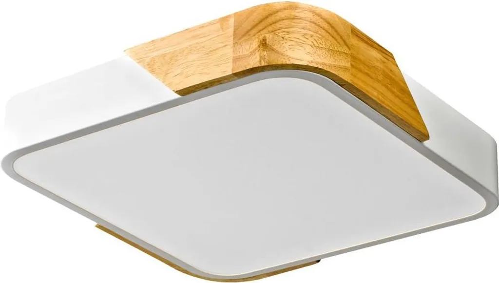 Plafond decorativo a superficie per soggiorno cucina legno bianco quadrato colore caldo LED 24W SANTER Italux