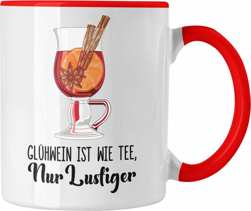 Trendation - Glühwein Tasse Lustig Spruch Glühweinbecher mit Henkel Doppelwandig Glühweintassen Gläser Weihnachtsmarkt Becher Tassen Geschenk -...