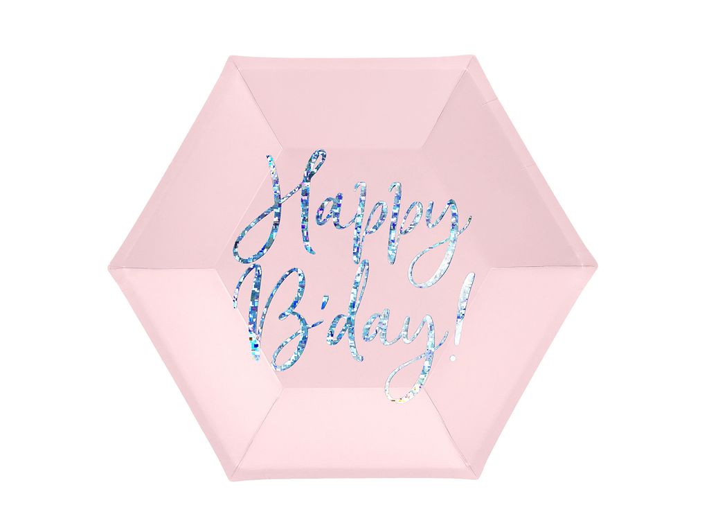 Happy B'day! Teller, helles Puderrosa, 20cm Produktbild 