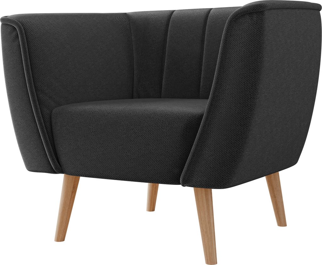 MIRJAN24 Sessel Pas 1, Polstersessel mit Wellenfeder, Holzfüße, Wohnzimmer Kollektion (Farbe: Kronos 34)