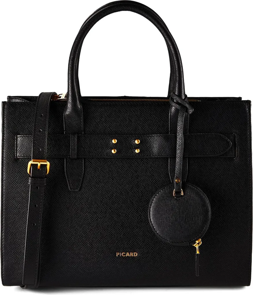 Grand Sac à Main Shopper Chic Way Noir PICARD - Cabas Cuir Véritable