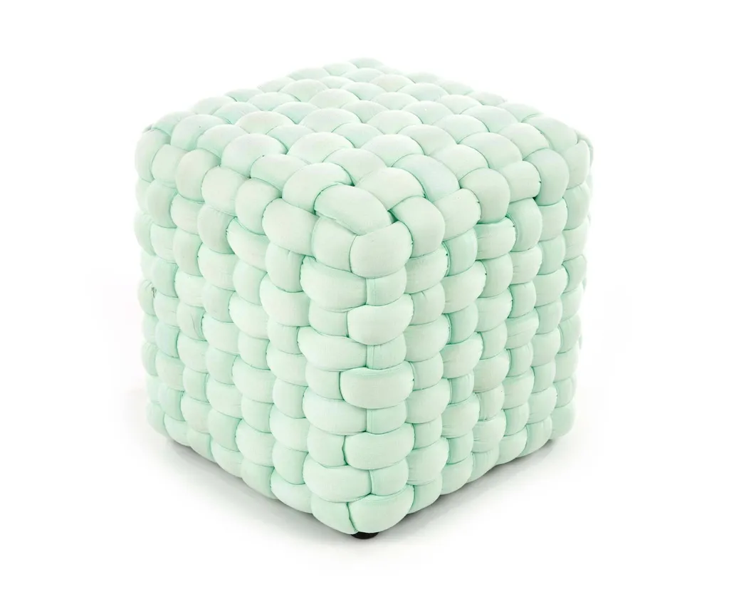 Petit tabouret design vert clair Rubik - Assise moelleuse et compacte