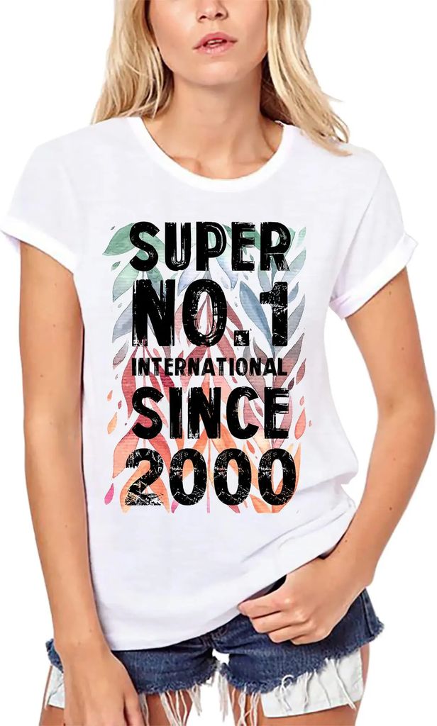 Damen Grafik T-Shirt aus Biobaumwolle Super No1 International Seit 2000 – Super No1 International Since 2000 – Geschenk 24. Geburtstag Jahresta...