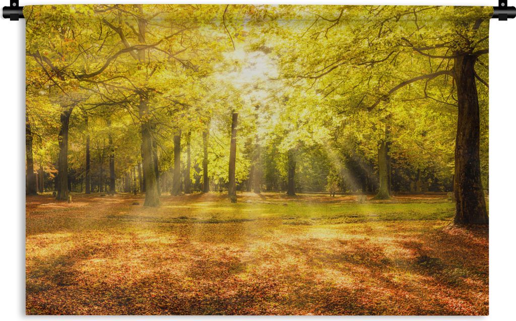 MuchoWow Wandteppich Wandbehang Baum - Natur - Sonne - Landschaft - Wald 150x100 cm Tapisserie Dekoration Wandtuch - Waschbar - Tapisserien - Wan...