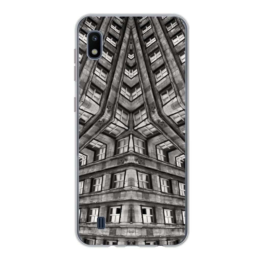 MuchoWow Handyhülle Schutzhülle Hülle für Samsung Galaxy A10 Kunst - Schwarz - Weiß - Psychedelisch Silikon Softcase Handy Hülle - Schutzh...