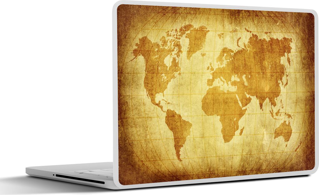 MuchoWow Laptop Aufkleber Sticker Cover Weltkarte - Papyrus - Braun - Kinder - Jungen - Mädchen 31x22.5 cm - Laptop-Deko