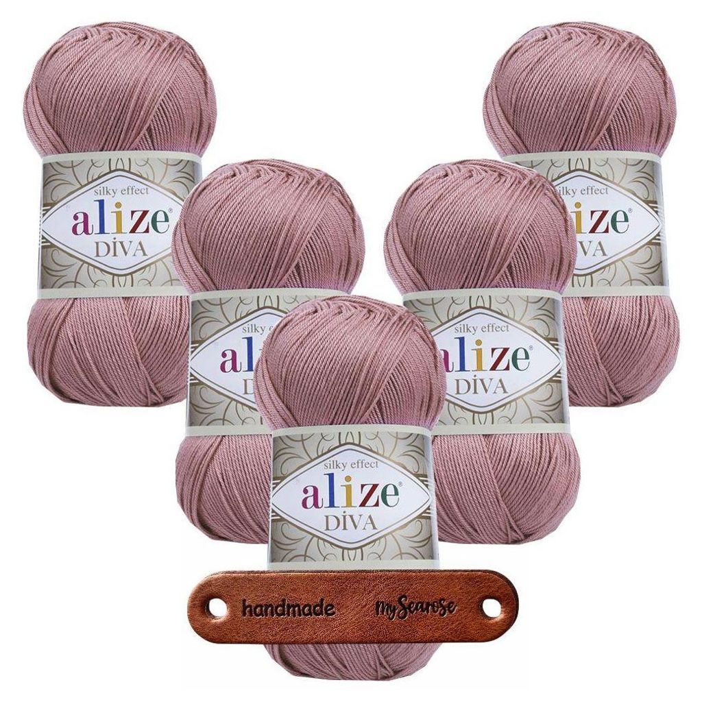 5 x ALIZE Diva 354 Rose mit Label Produktbild 
