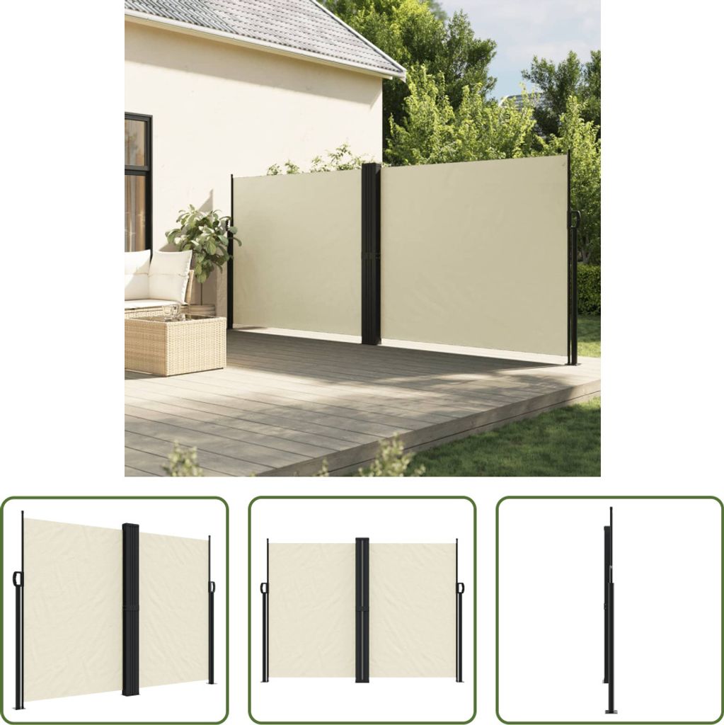 The Living Store Seitenmarkise Ausziehbar Creme 180x600 cm