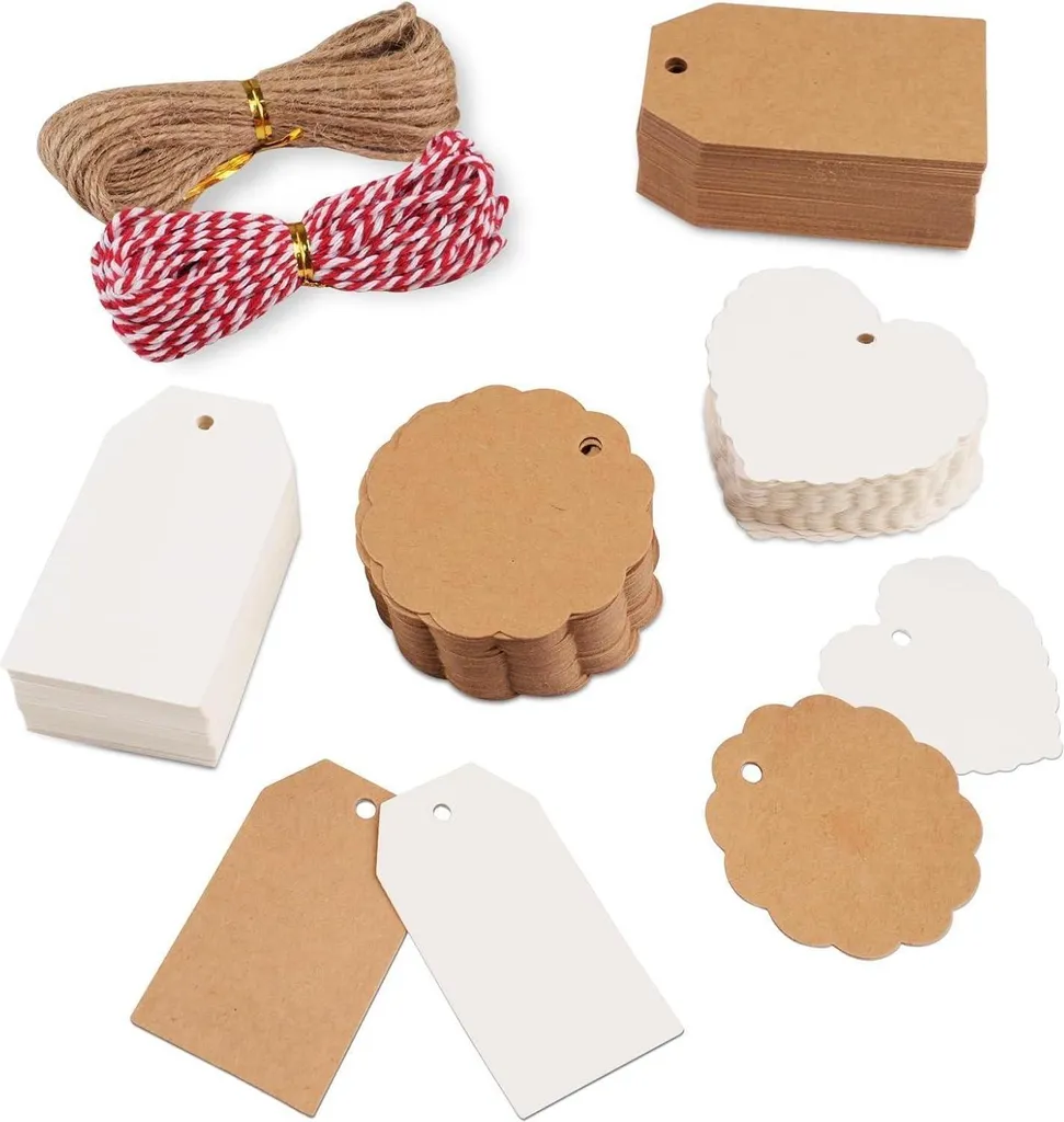 200 Étiquettes Cadeaux Papier Kraft Rectangulaires pour Mariage et Fêtes