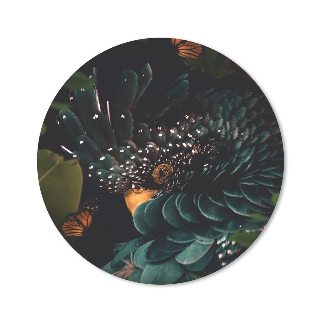 MuchoWow Mauspad Mousepad Kakadu - Schmetterlinge - Grün 20x20 cm - Mousepads - Maus Mat - Pad - Mausunterlage - Schreibtischmatte