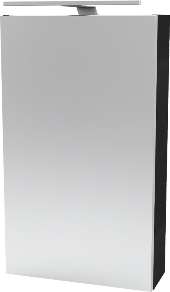 Fackelmann LUNA Spiegelschrank mit LED-Beleuchtung Alibertschrank für Bad und Gäste-WC (40 x 68 x 15,3 cm) SBC Badschrank mit Spiegel in Schwar...