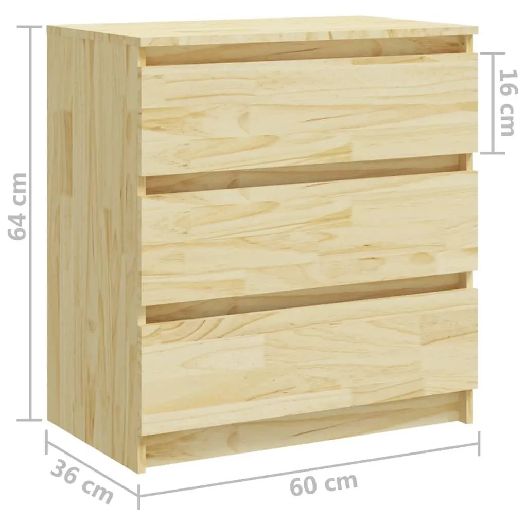 Table de chevet en bois de pin massif 60 cm - Ensemble de 2 unités chic
