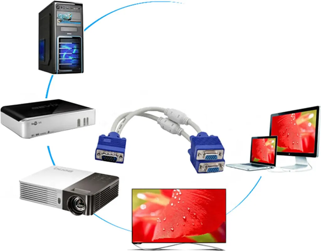 Cavo Video VGA Splitter Blu: Collega Due Schermi al Tuo Computer