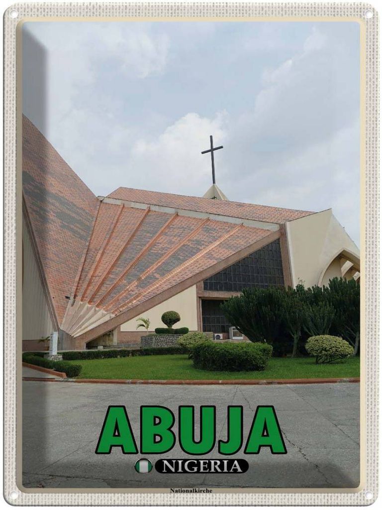 vianmo Blechschild 40x30 cm Abuja Nigeria Nationalkirche Bildmotiv Reisemotiv Abenteuer Reisen