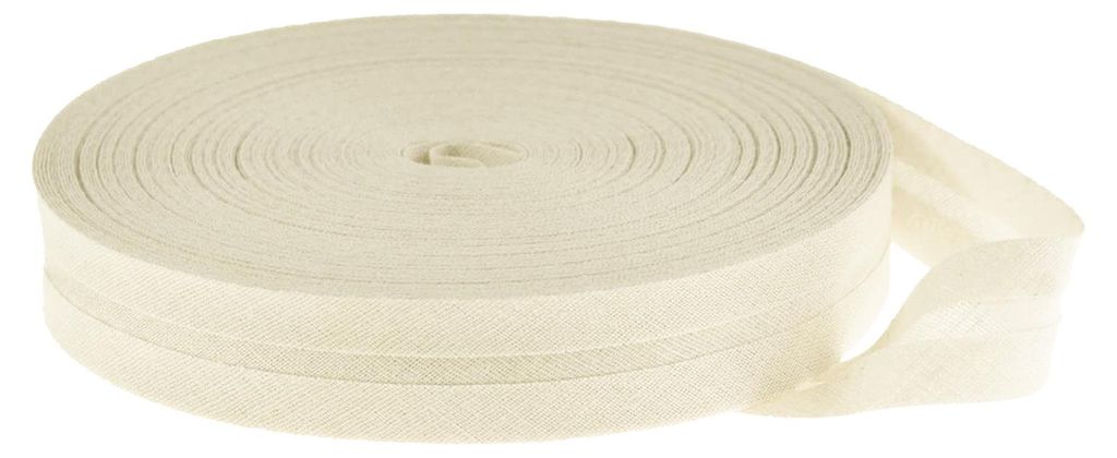 Schrägband Baumwolle Breite 14mm gefalzt  naturweiß