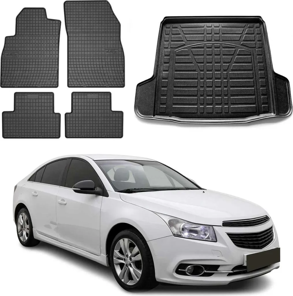 Set Tappetini e Vasca Baule Chevrolet Cruze 2008-2016 in Gomma 5x