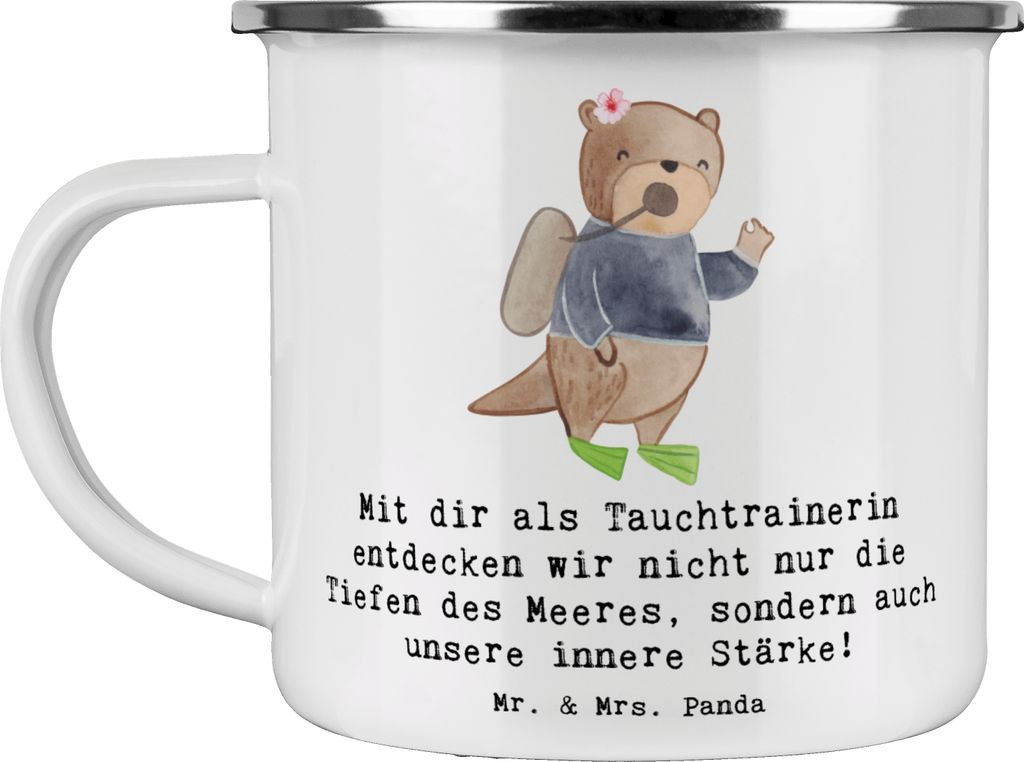 Mr. & Mrs. Panda Teetasse Tauch Trainerin Stärke - Weiß - Geschenk, Outdoor Tasse, Tiefen des Meeres, Taucherin, Sportart, Tauchtrainerin, Danksa...